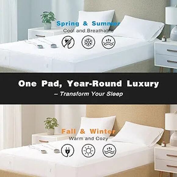 Beauty Rest Cool Touch Heated Mattress Pad Twin Size White - Picture 2 of 7